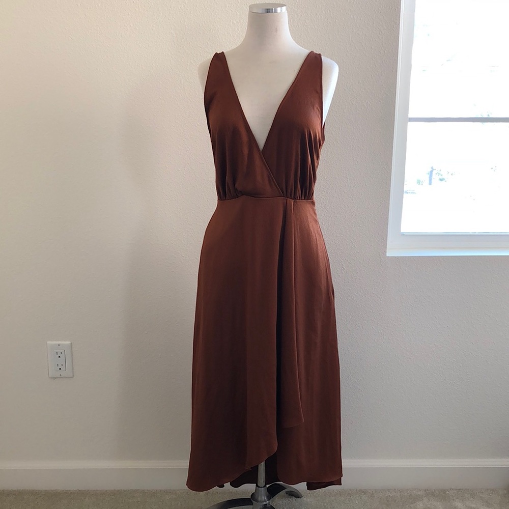 Rust Brown/Orange Silk/Satin French Connection Dress